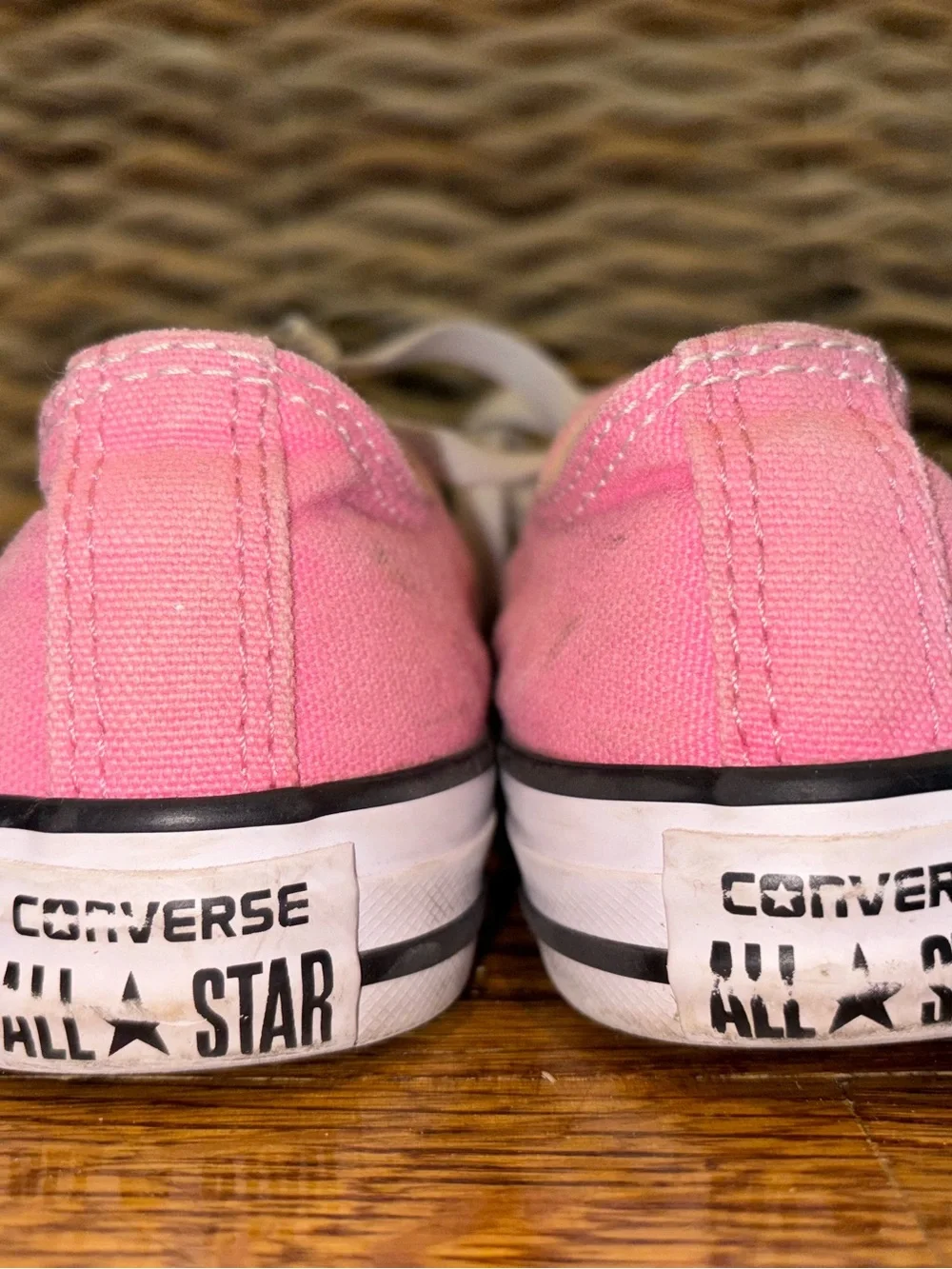 Converse Kids Pink and White Low Top Canvas Sneakers